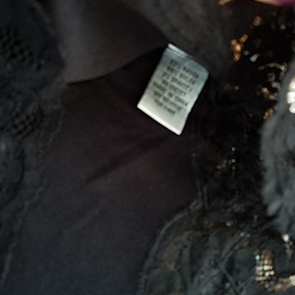 Victor Costa Floral Embroidery Black Beaded Embellished Laced V Neck Y2K Top - Picture 6 of 14